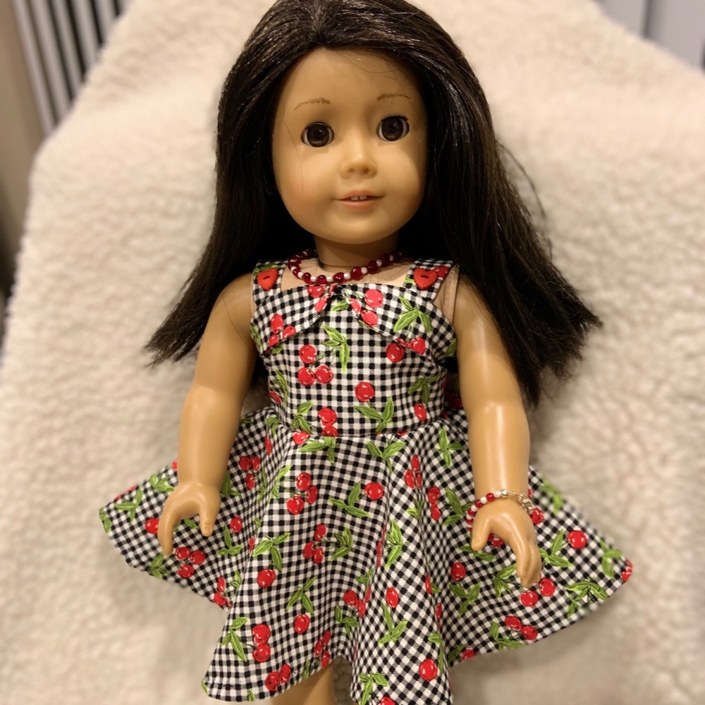 18” cherry gingham doll dress